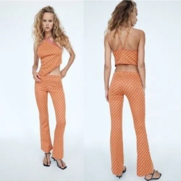 Zara Pants - Zara Geometric Bellbottom Pants